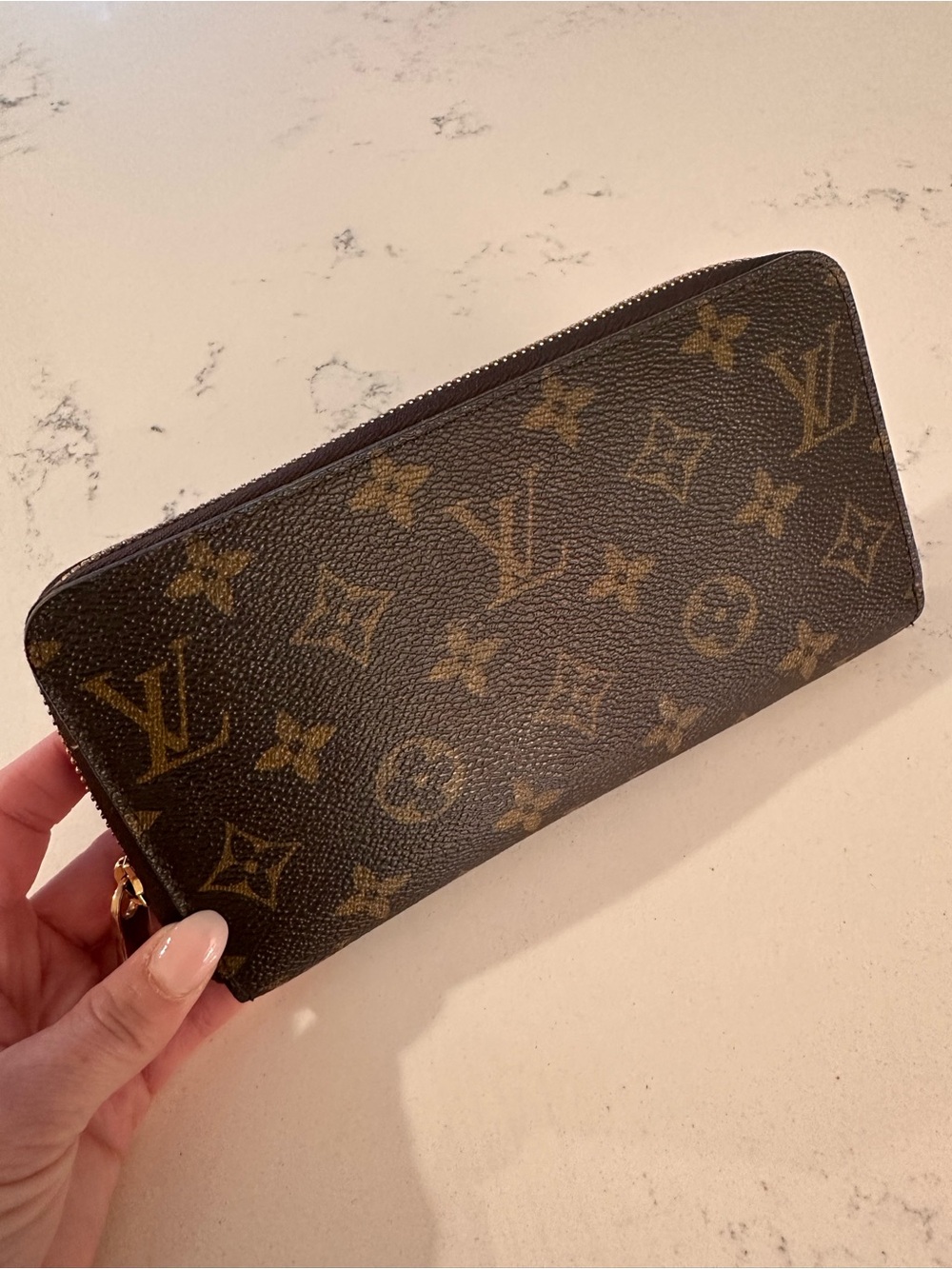 Louis Vuitton Monogram Zip-Around Wallet in Brown and Gold